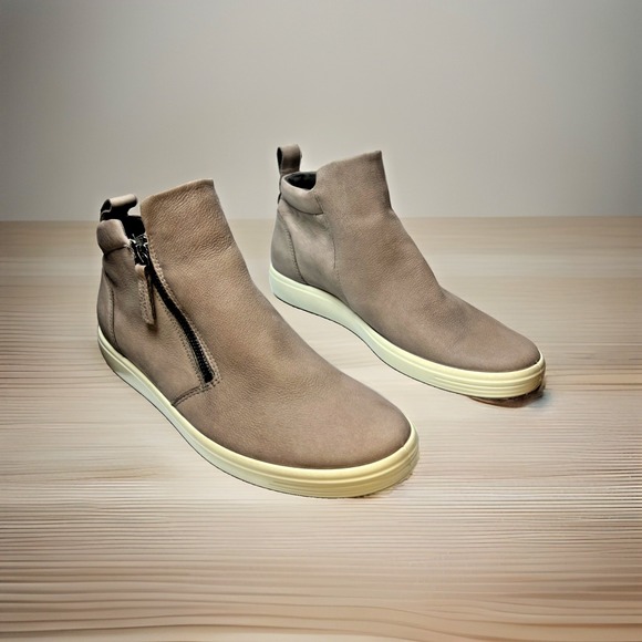 Ecco Shoes - ECCO Soft 7 Womens 40 9 Nubuck Leather Zip Ankle Boots Grey Comfort Minimalist